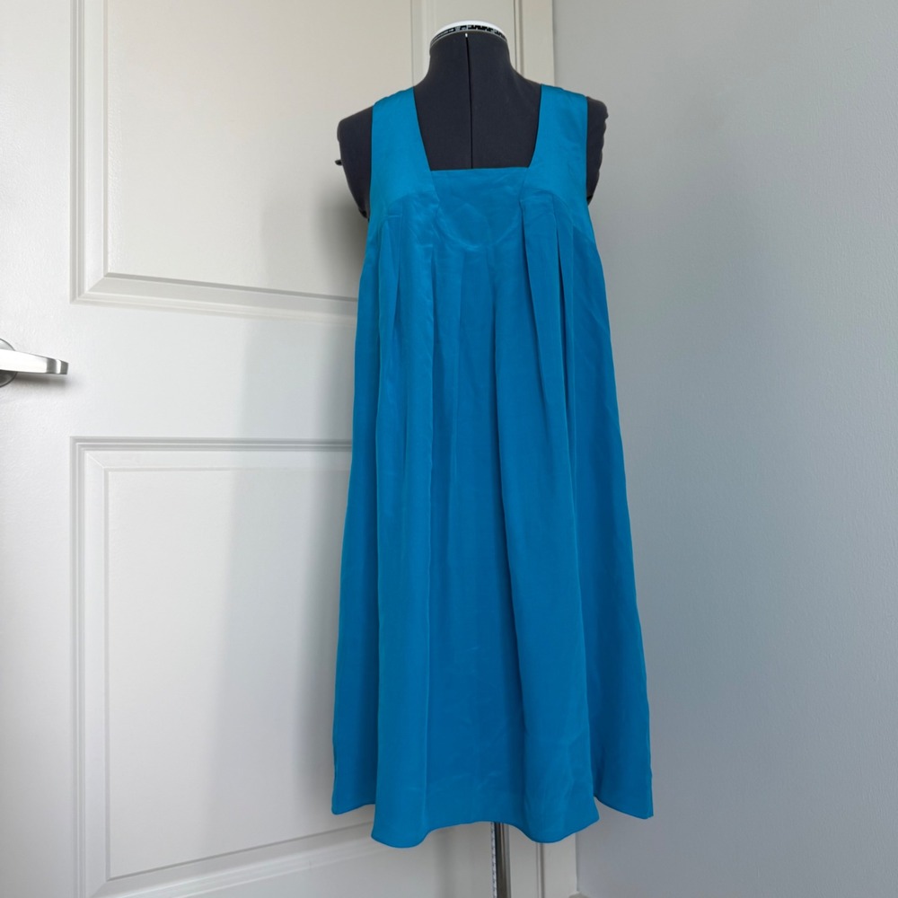 Vintage Banana Republic Blue Silk Pleated Shift Dress